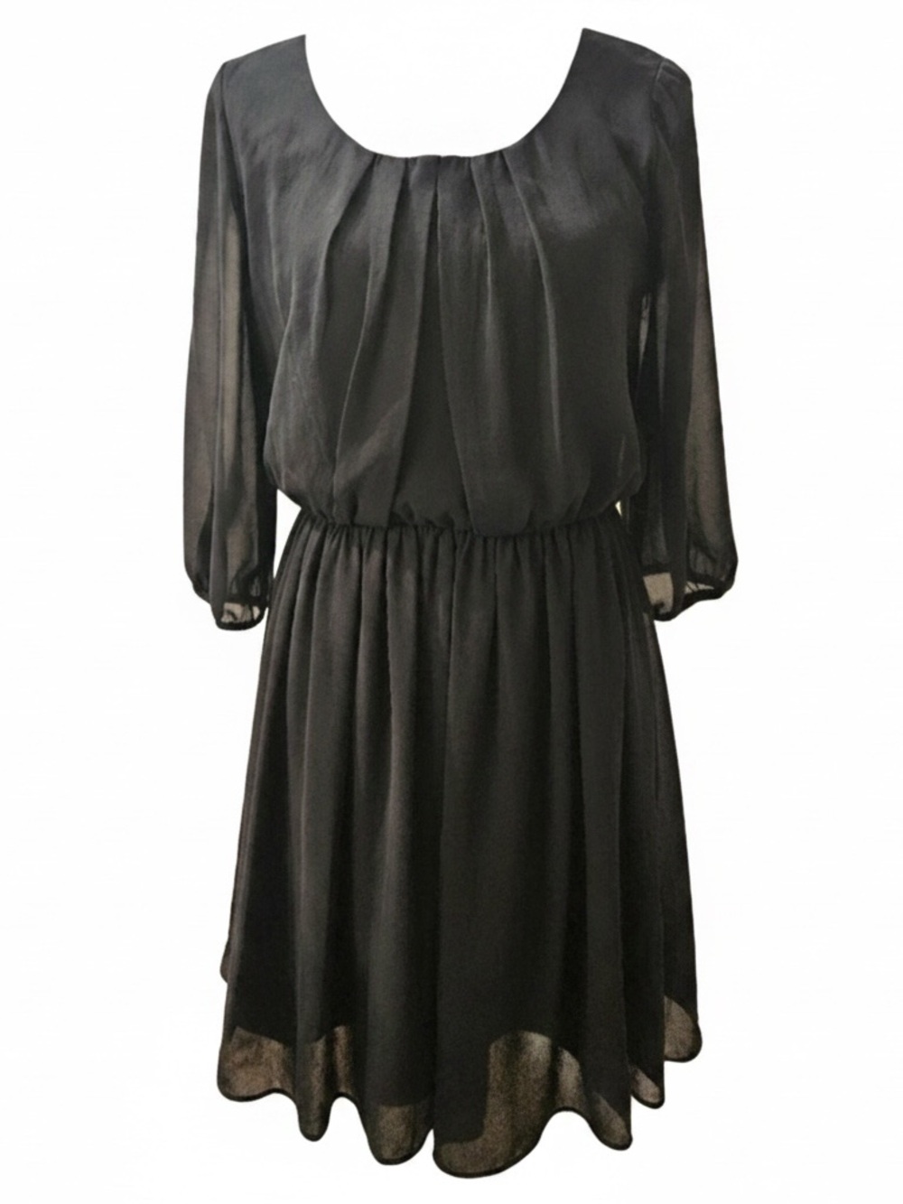 Chic Black Midi Dress with Sheer Sleeves